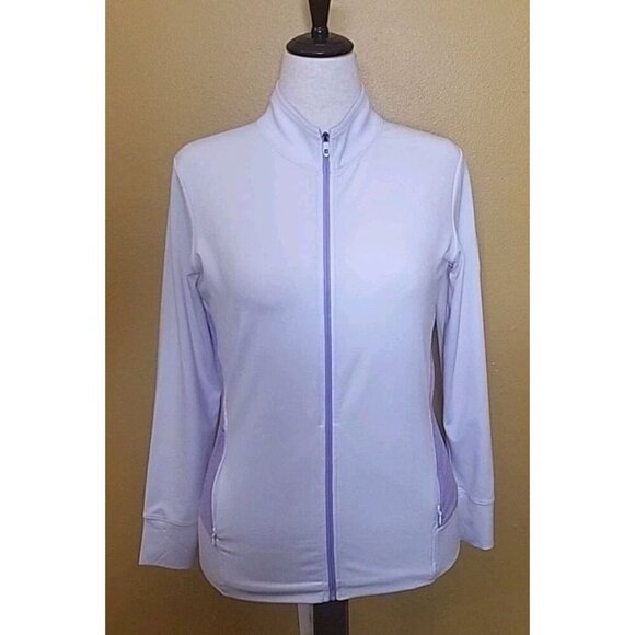Footjoy Womens Full Zip Jacket White Purple Craguns Legacy New Pockets Wicking - Picture 1 of 14